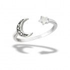 Sterling Silver Crescent Moon And Star Toe Ring